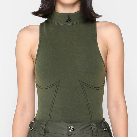 Maniere De Voir Tops - Maniere De Voir Sleeveless High neck Bodysuit
